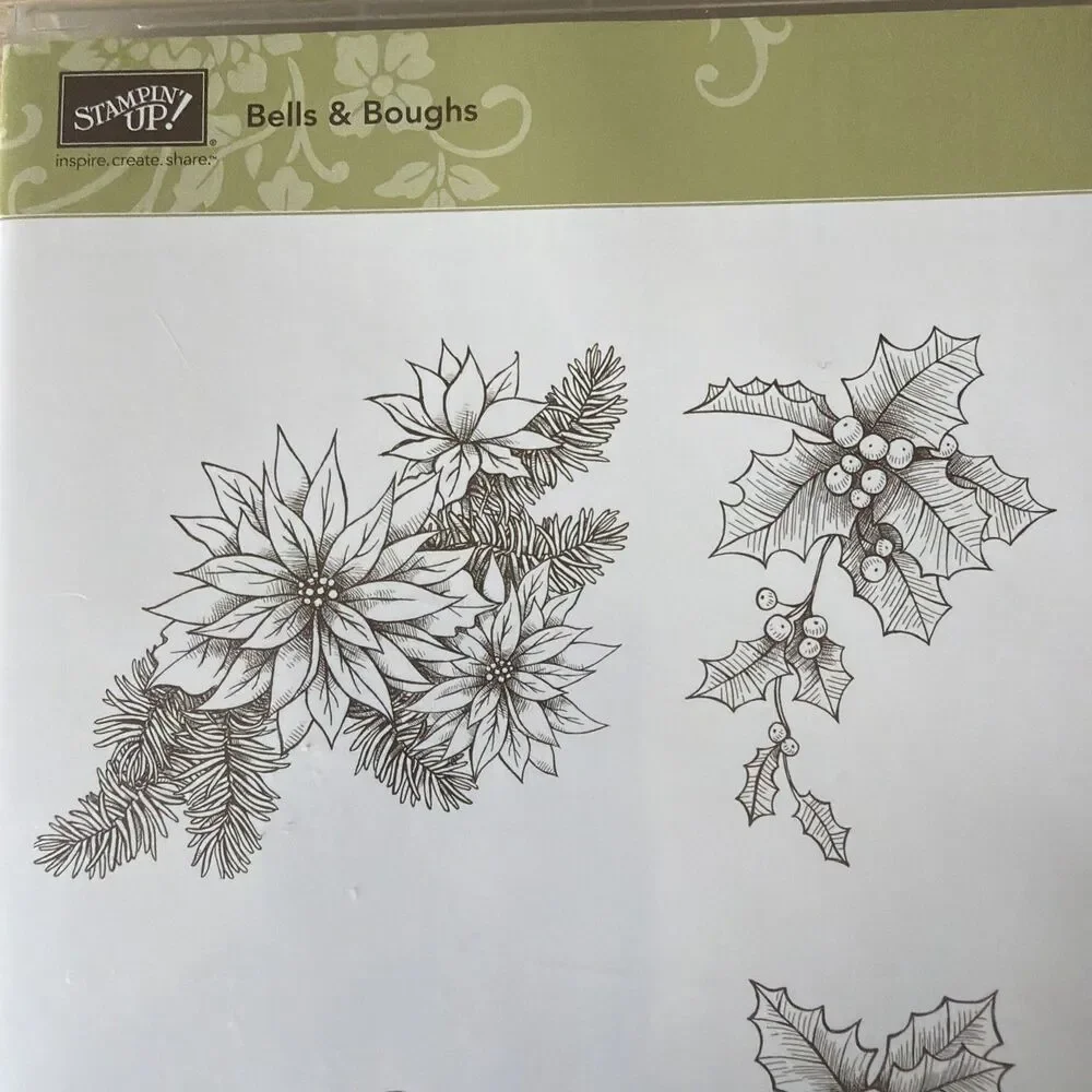 Stampin’ Up! Bells & Boughs Stamp Set Christmas 121142 Poinsettia Holly Holiday